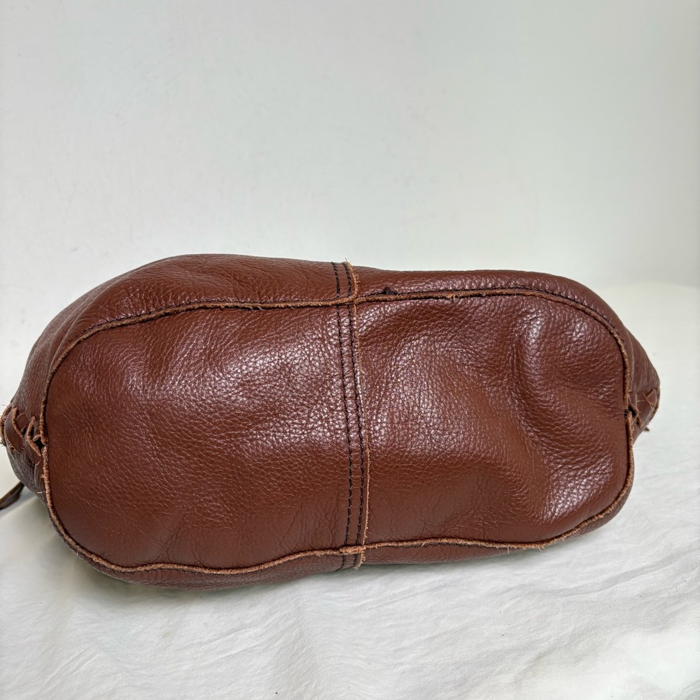 LUCKY BRAND Genuine Leather Large Boho Whipstitch Hobo Shoulder Bag Purse - Picture 9 of 16